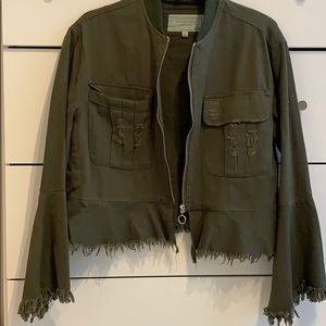 Green denim jacket